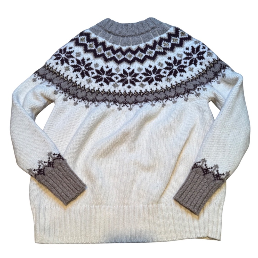 Boden Fair Isle Sweater Womens US 6 UK 10 Wool Alpaca Nordic Winter Cozy Cream - Picture 6 of 9